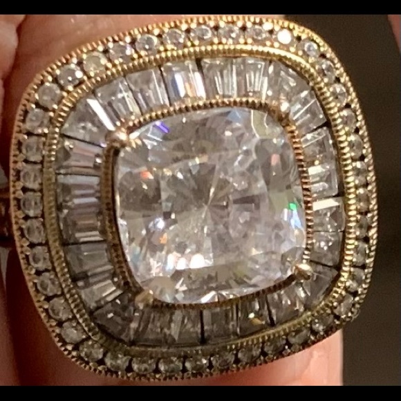 Gorgeous 3K CZ/Baguette/Round Gold over SS Ring - Picture 11 of 15